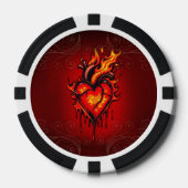 Vlammend hart. poker chips (Voorkant)