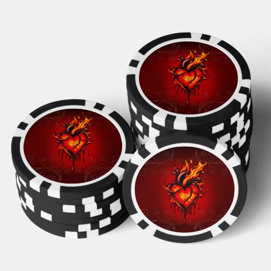 Vlammend hart. poker chips (Opstapeling)