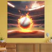 Vlammend honkbal in stadion canvas afdruk (Insitu (Woonkamer))