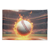 Vlammend honkbal in stadion kussensloop (Achterkant-Links)