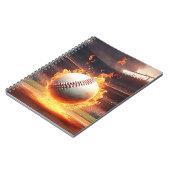 Vlammend honkbal in stadion notitieboek (Linkerzijde)