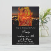 Vlammend meisjesfeest uitnodiging (Staand voorkant)