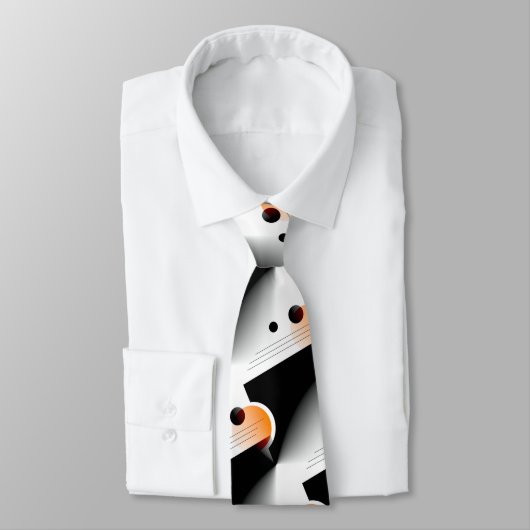 Vlammend Modern Oranje Geometrisch Chic Monogram Stropdas (Gebonden)