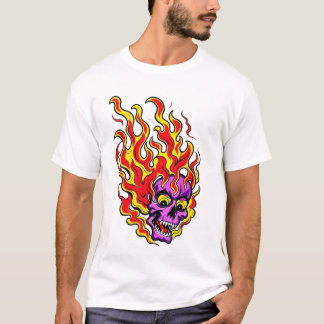 Vlammend Paars Neon Schedel Grafische T-shirt