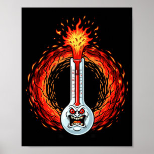 Vlammend woedende thermometer extreme hitte woede  poster