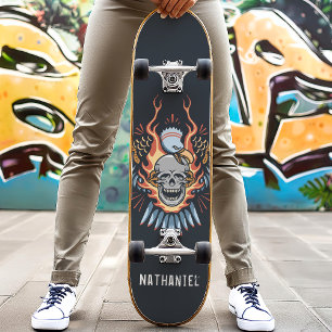 Vlammende Adelaar Schedel Aangepaste Naam Skateboard
