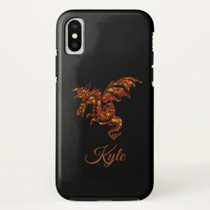Vlammende Draak op Zwarte Persoonlijk iPhone X Hoesje