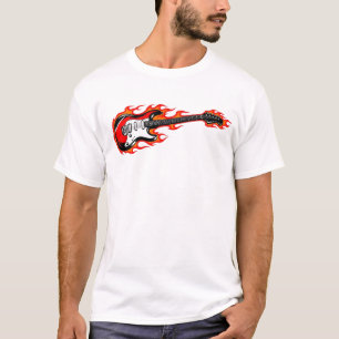 Vlammende Elektrische Gitaar T-Shirt Rockmuziek
