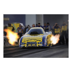 Vlammende Grappige Auto Drag Racer Sporten Foto Afdruk
