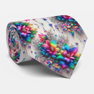 Vlammende halsdoek Regenboog Bloemen en Diamante Stropdas