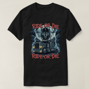 Vlammende Highway Skull Vector Design T-shirt