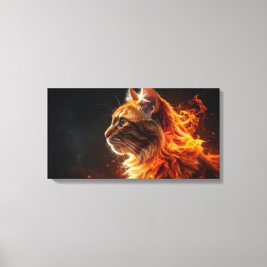 Vlammende kat canvas afdruk (Voorkant)