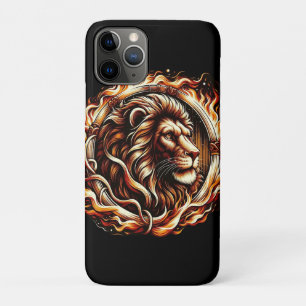 Vlammende Leeuw in Ring van Vuur Vlammen Astrologi iPhone 11 Pro Hoesje