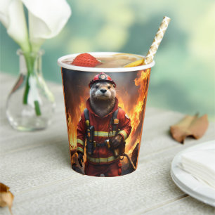 **"Vlammende Moed: De Otter Brandweer"** Papieren Bekers