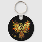 Vlammende Phoenix Persoonlijk Sleutelhanger (Voorkant)