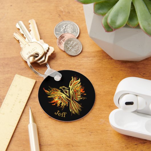 Vlammende Phoenix Persoonlijk Sleutelhanger (Bureau)