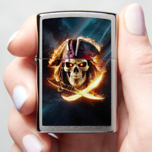 Vlammende piratenschedel met messen