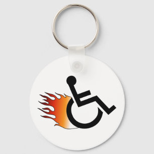 Vlammende Rolstoel Sleutelhanger