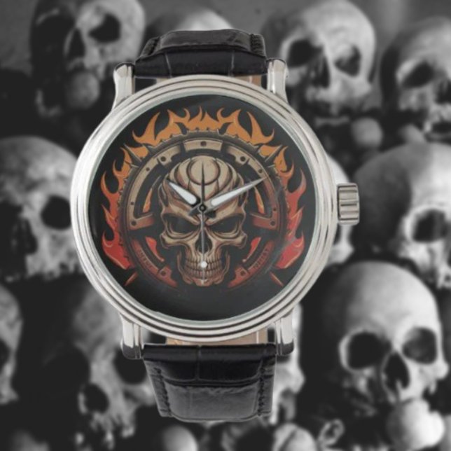 Vlammende Schedel Horloge (Creator heeft geüpload)