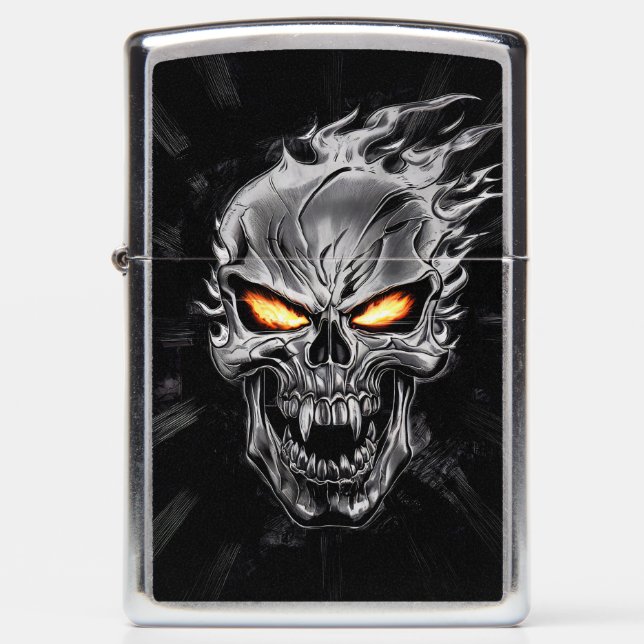 Vlammende schedel - Metalen Gravure Art #3 (Voorkant)