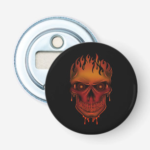 Vlammende Smeltende Schedel Gotische Barbenodigdhe Button Flesopener