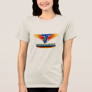 Vlammende T De Originele Vuur Letter Grafisch Dame Tri-Blend Shirt
