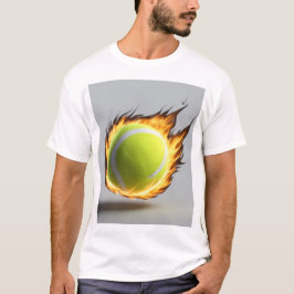 Vlammende tennisbal met achtergrond cool ontwerp t-shirt