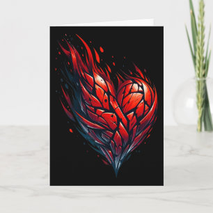 Vlammende Valentijn Rode Hart Op Vuur  Kaart