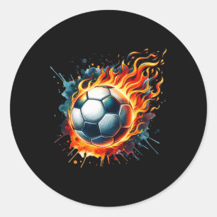 Vlammende Voetbal Ll In Brand Kleurrijke Spat Spor Ronde Sticker