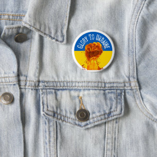 Vlammende Vuist Oekraïne Vlag Verzet Steun Ronde Button 5,7 Cm