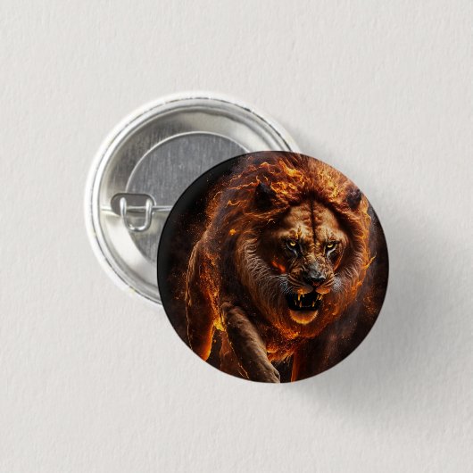 Vlammende vuurleeuw ronde button 3,2 cm (Voorkant /achterkant)