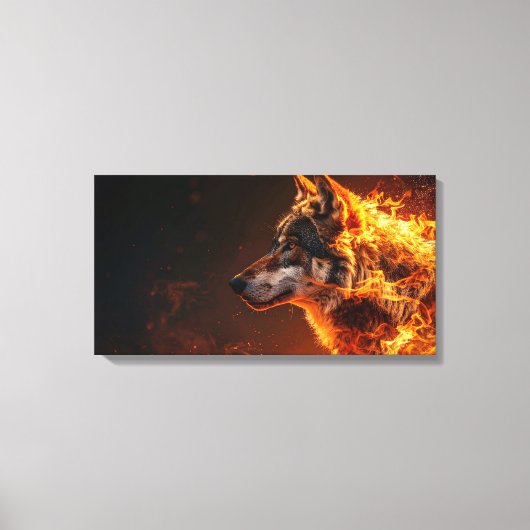 Vlammende wolf canvas afdruk (Voorkant)