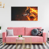Vlammende wolf canvas afdruk (Insitu (Woonkamer))