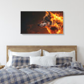 Vlammende wolf canvas afdruk (Insitu (Slaapkamer))
