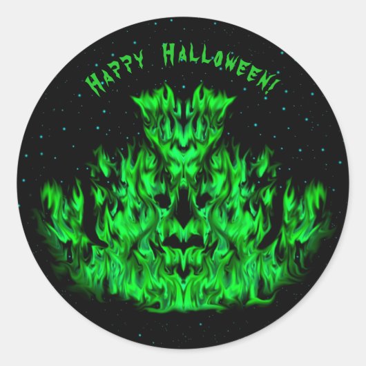 Vlammonster in de Starlight Sky Ronde Sticker (Voorkant)