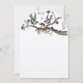 Vlamrood grijze  vogels bruiloft sparen de datum kaart (Achterkant)