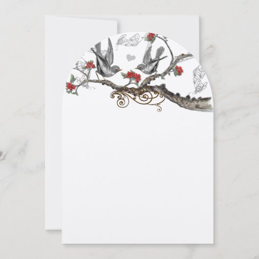 Vlamrood grijze  vogels bruiloft sparen de datum kaart (Achterkant)