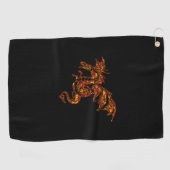 Vlamt Dragon op zwart Golfhanddoek (Horizontaal)