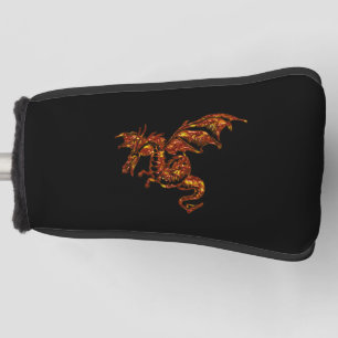 Vlamt Dragon op zwart Golfheadcover