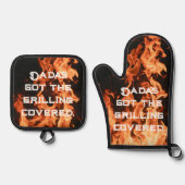 Vlamvertragende BBQ-pantser voor papa Ovenwant & Pannenlap Set (Voorkant)