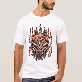 Vlamvos met tattoo van rozen t-shirt