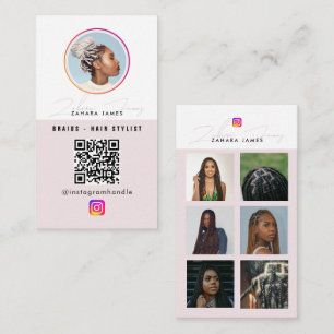 Vlecht haar 6 foto feed grid social media QR-code Visitekaartje