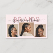 Vlechten Fotocollage Haarstylist QR Code Visitekaartje (Voorkant)