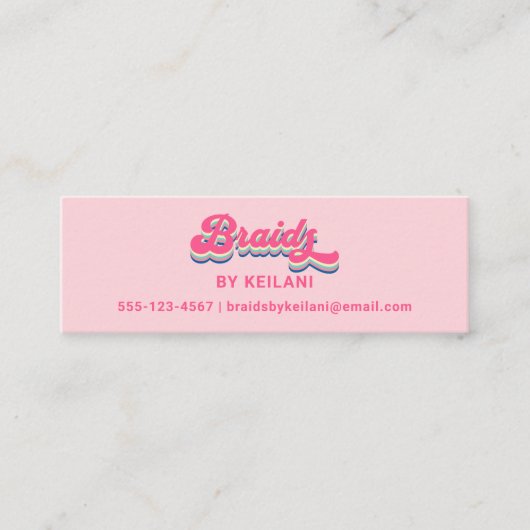 Vlechten Vlechten Braider Groovy Retro Afspraak Mini Visitekaartje (Voorkant)