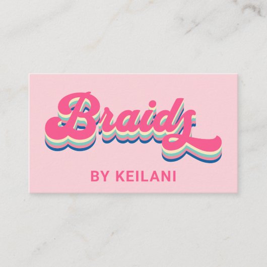 Vlechten Vlechten Braider Groovy Retro Kleurrijk Visitekaartje (Voorkant)