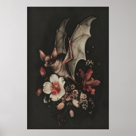 Vleermuis Bloemige Muur Kunst Printbare Donkere Go Poster