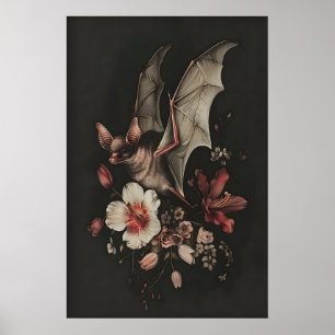Vleermuis Bloemige Muur Kunst Printbare Donkere Go Poster