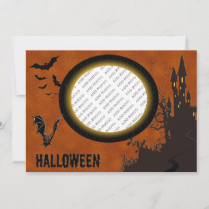 Vleermuis, fotoframe van een spookhuis en oranje l kaart