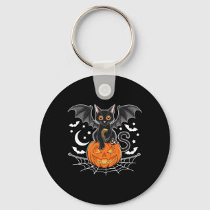 Vleermuis Halloween _ Zwarte Kat Vleermuis Vleugel Sleutelhanger