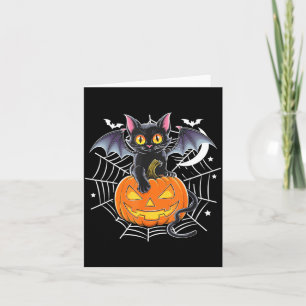 Vleermuis Halloween _ Zwarte Kat Vleermuisvleugels Kaart